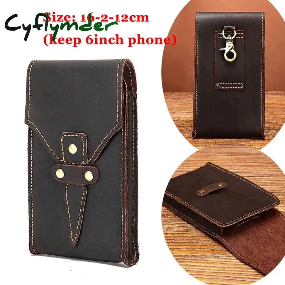 Cyflymder Fashion Quality Leather Small Summer Pouch Hook Design Waist Pack Bag Cigarette Case