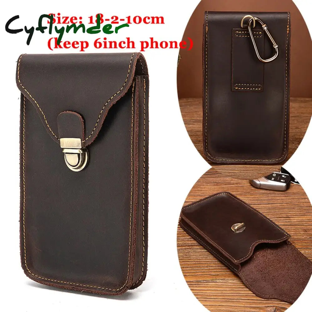 Cyflymder Fashion Quality Leather Small Summer Pouch Hook Design Waist Pack Bag Cigarette Case