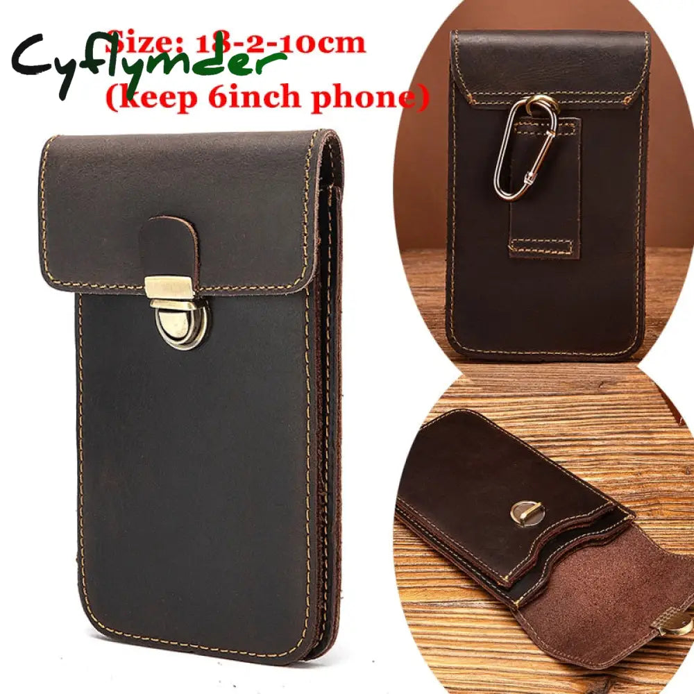 Cyflymder Fashion Quality Leather Small Summer Pouch Hook Design Waist Pack Bag Cigarette Case