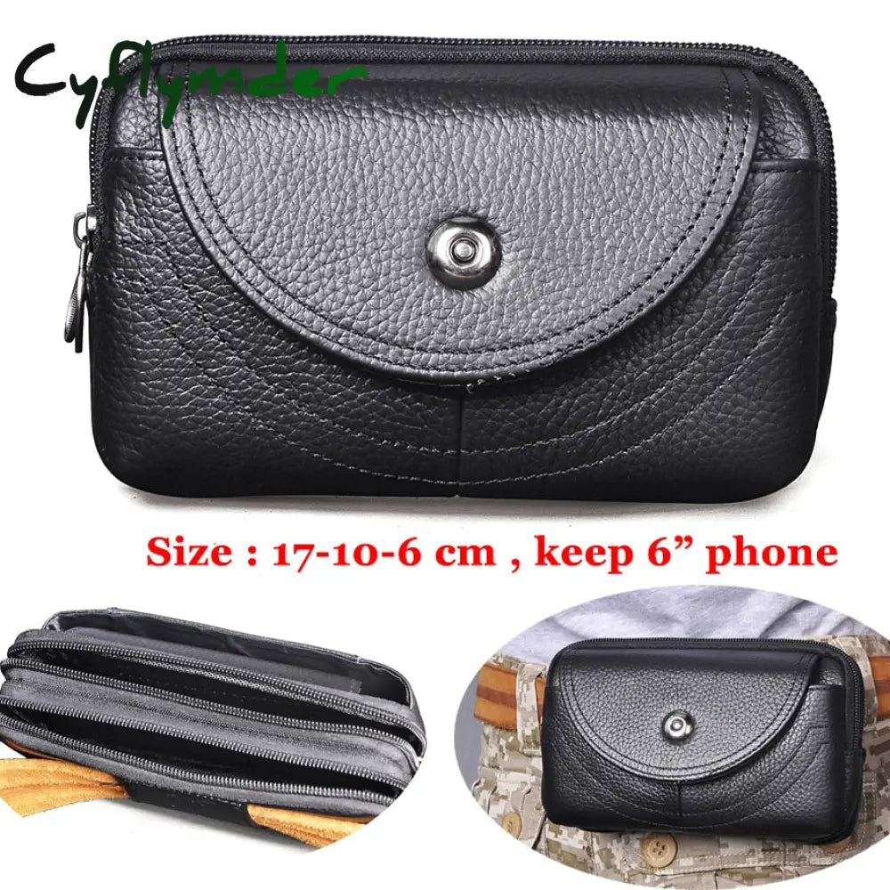 Cyflymder Fashion Quality Leather Small Summer Pouch Hook Design Waist Pack Bag Cigarette Case