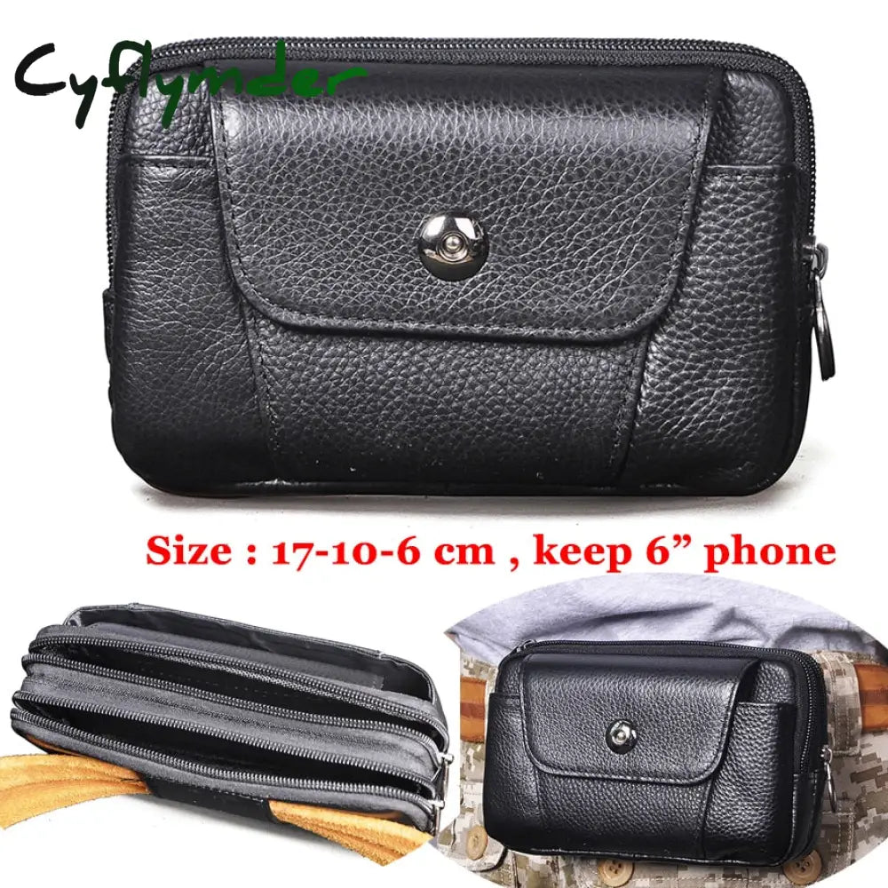 Cyflymder Fashion Quality Leather Small Summer Pouch Hook Design Waist Pack Bag Cigarette Case