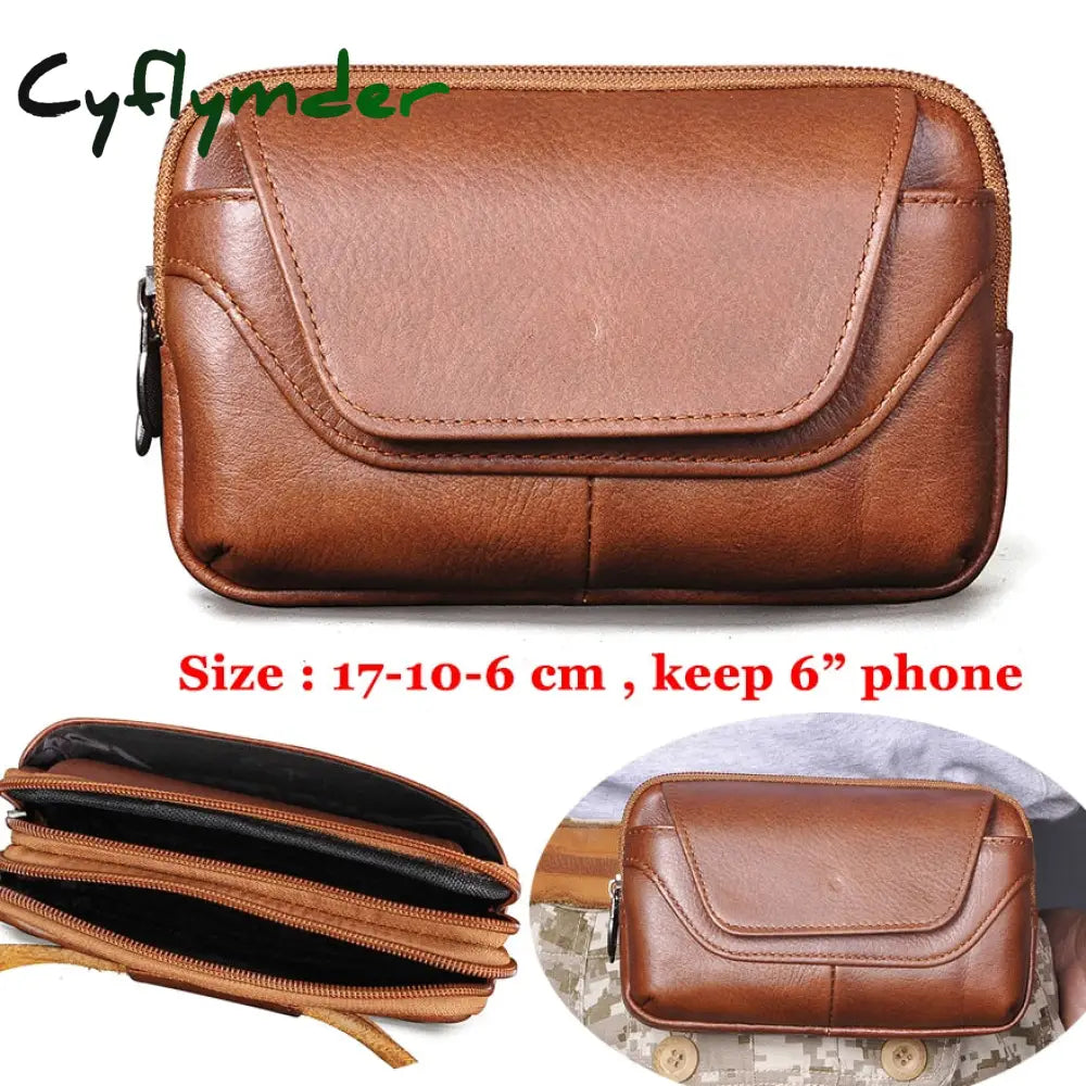 Cyflymder Fashion Quality Leather Small Summer Pouch Hook Design Waist Pack Bag Cigarette Case