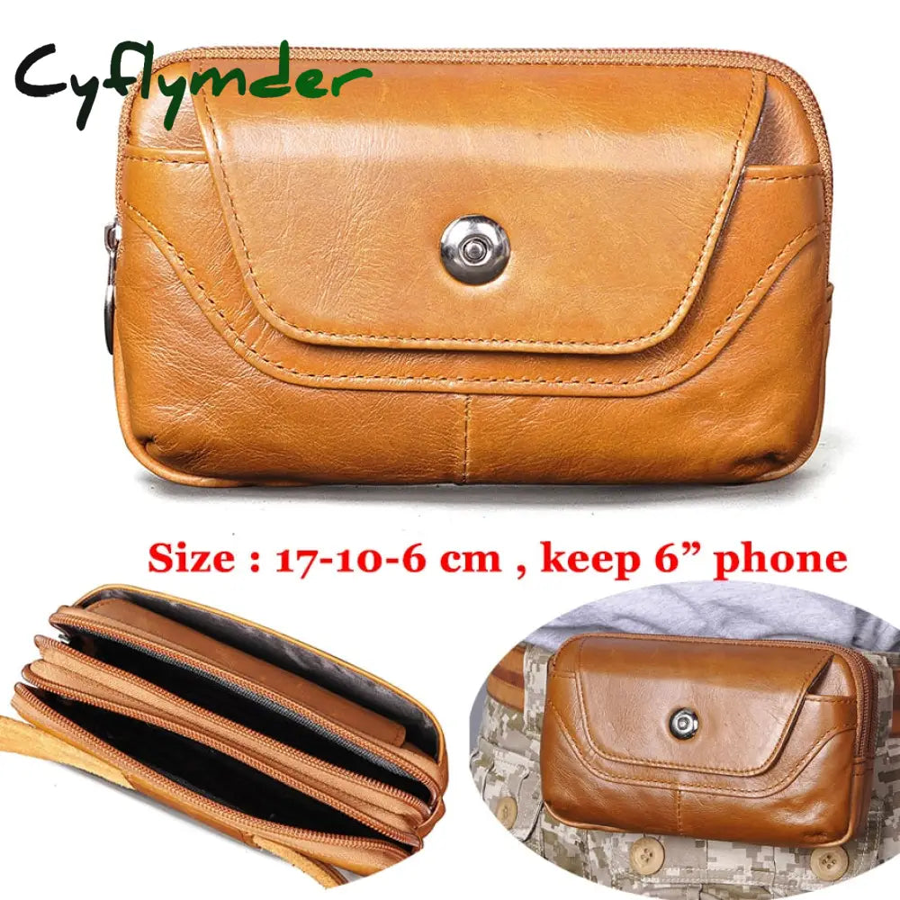 Cyflymder Fashion Quality Leather Small Summer Pouch Hook Design Waist Pack Bag Cigarette Case