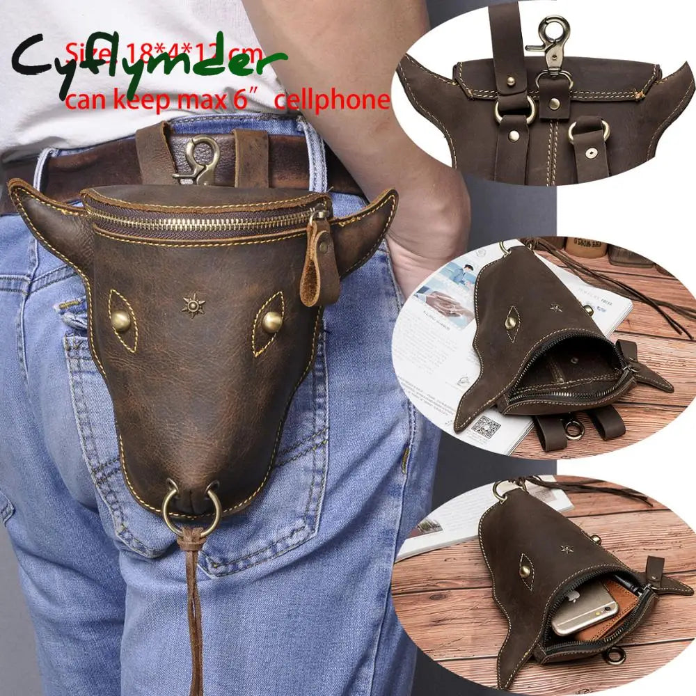 Cyflymder Fashion Quality Leather Small Summer Pouch Hook Design Waist Pack Bag Cigarette Case