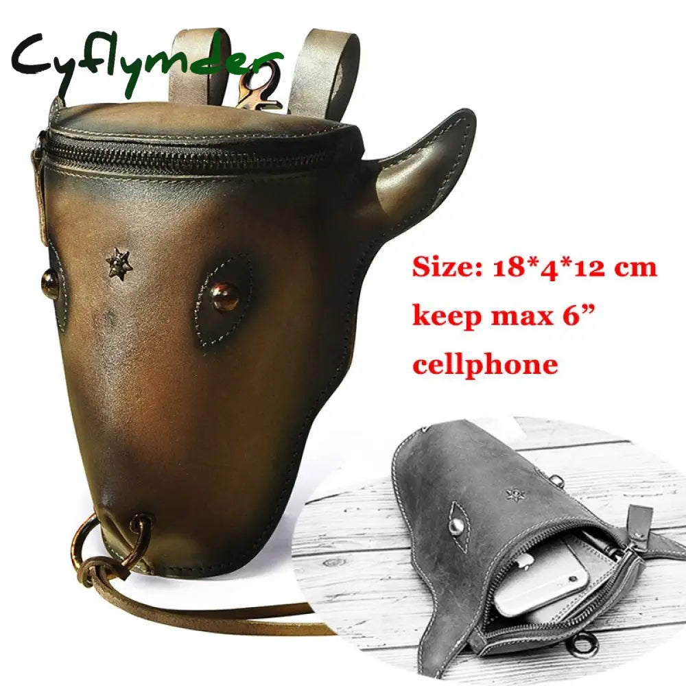 Cyflymder Fashion Quality Leather Small Summer Pouch Hook Design Waist Pack Bag Cigarette Case