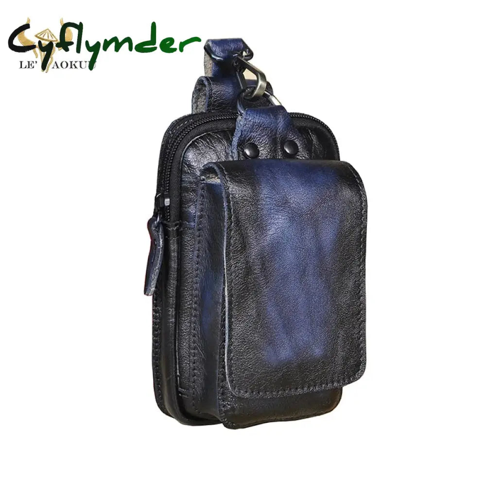 Cyflymder Fashion Quality Leather Small Summer Pouch Hook Design Waist Pack Bag Cigarette Case