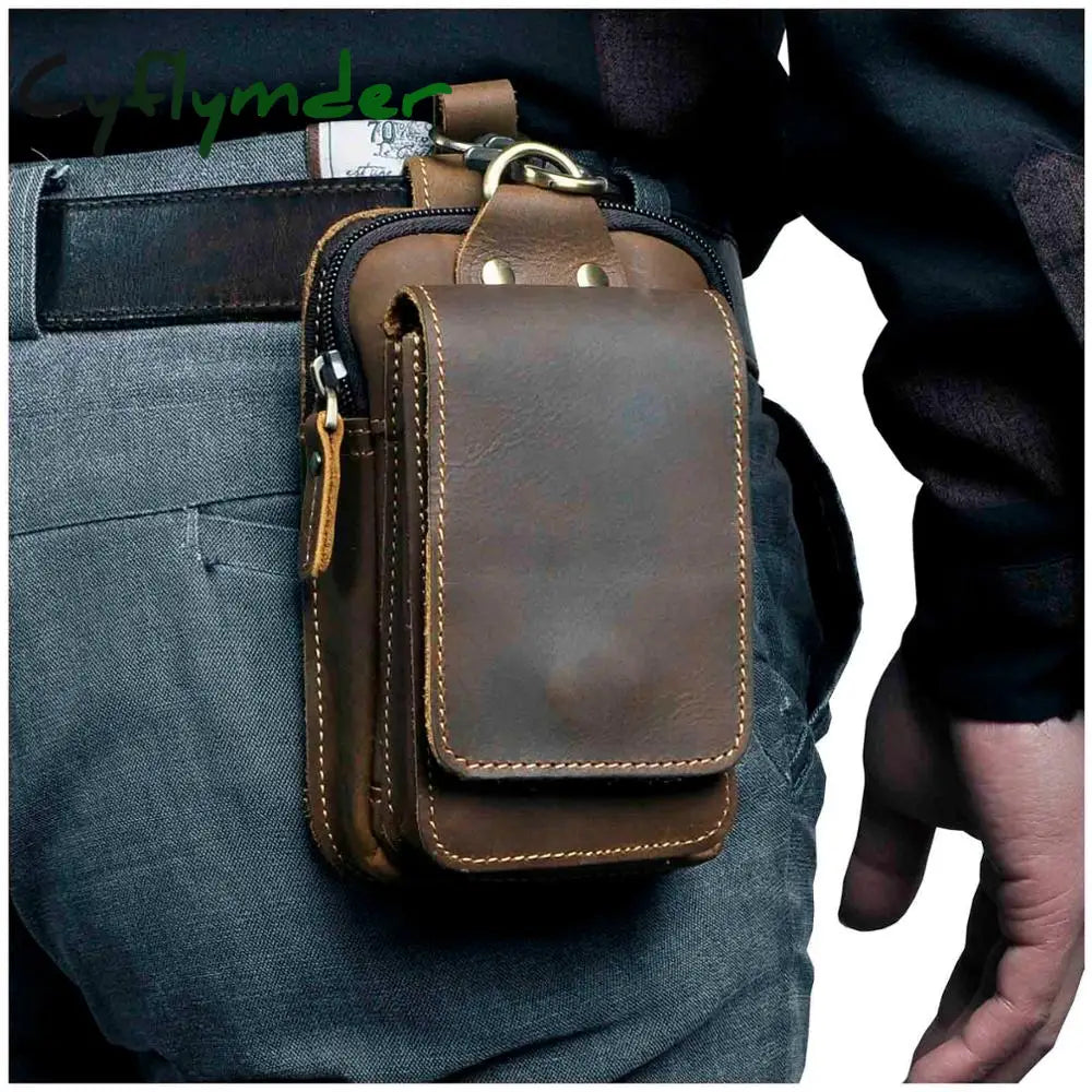 Cyflymder Fashion Quality Leather Small Summer Pouch Hook Design Waist Pack Bag Cigarette Case