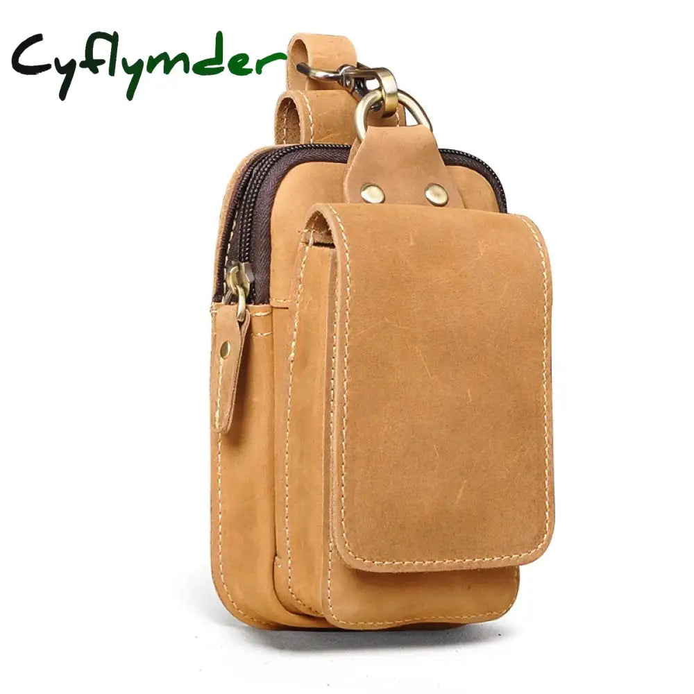 Cyflymder Fashion Quality Leather Small Summer Pouch Hook Design Waist Pack Bag Cigarette Case