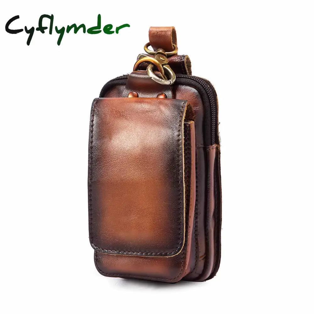 Cyflymder Fashion Quality Leather Small Summer Pouch Hook Design Waist Pack Bag Cigarette Case