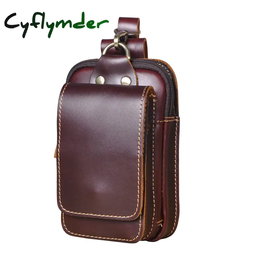 Cyflymder Fashion Quality Leather Small Summer Pouch Hook Design Waist Pack Bag Cigarette Case
