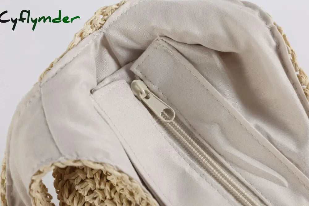 Cyflymder Fashion Rattan Women Shoulder Bags Wikcer Woven Female Handbags Large Capacity Summer