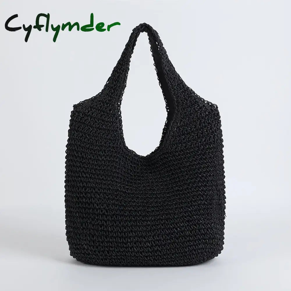 Cyflymder Fashion Rattan Women Shoulder Bags Wikcer Woven Female Handbags Large Capacity Summer