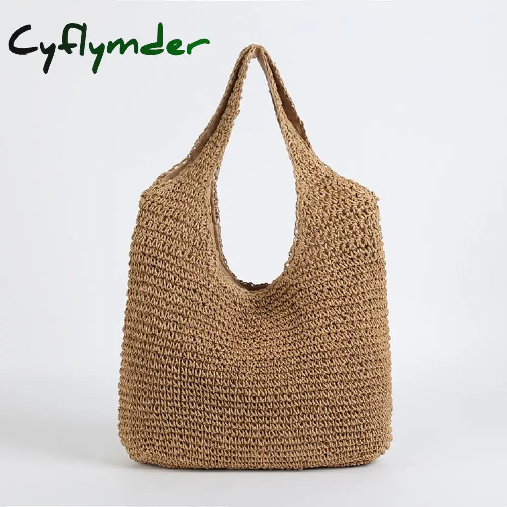 Cyflymder Fashion Rattan Women Shoulder Bags Wikcer Woven Female Handbags Large Capacity Summer