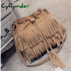 Cyflymder Fashion Retro Faux Suede Fringe Women Messenger Bags Tote New Handbag Tassel Shoulder
