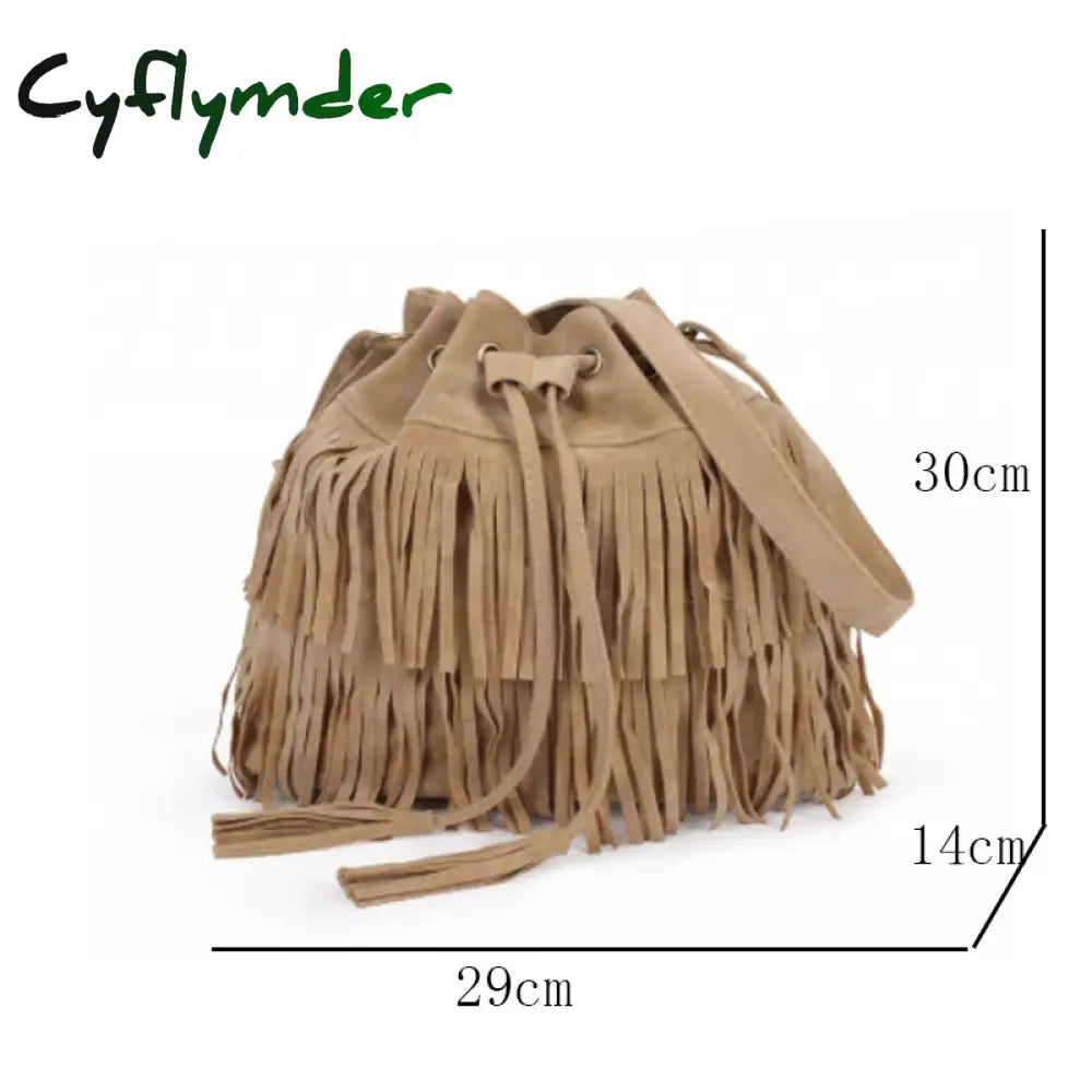 Cyflymder Fashion Retro Faux Suede Fringe Women Messenger Bags Tote New Handbag Tassel Shoulder