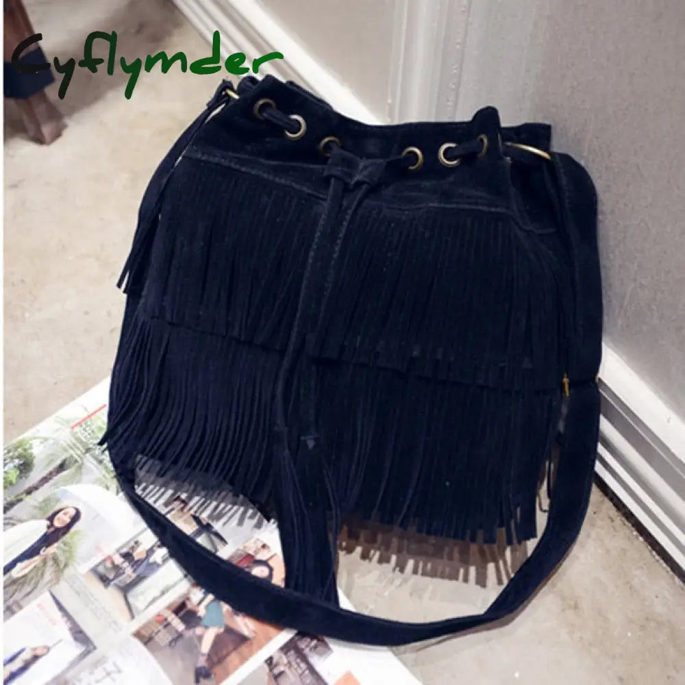 Cyflymder Fashion Retro Faux Suede Fringe Women Messenger Bags Tote New Handbag Tassel Shoulder