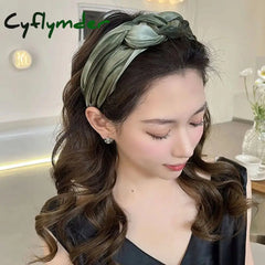 Cyflymder Fashion Shiny Twisted Braid Headband Women Girl Wide Side Hairband Simple Mesh Hair Hoop