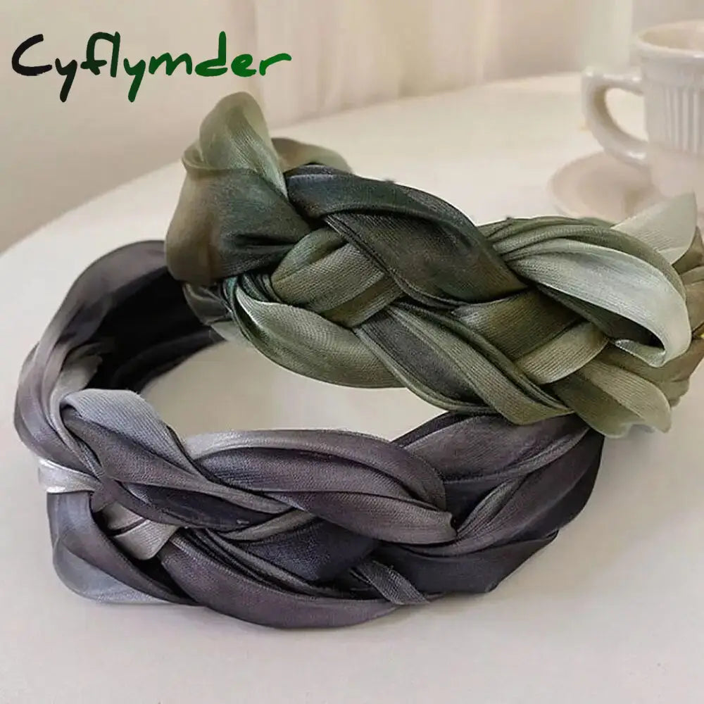 Cyflymder Fashion Shiny Twisted Braid Headband Women Girl Wide Side Hairband Simple Mesh Hair Hoop