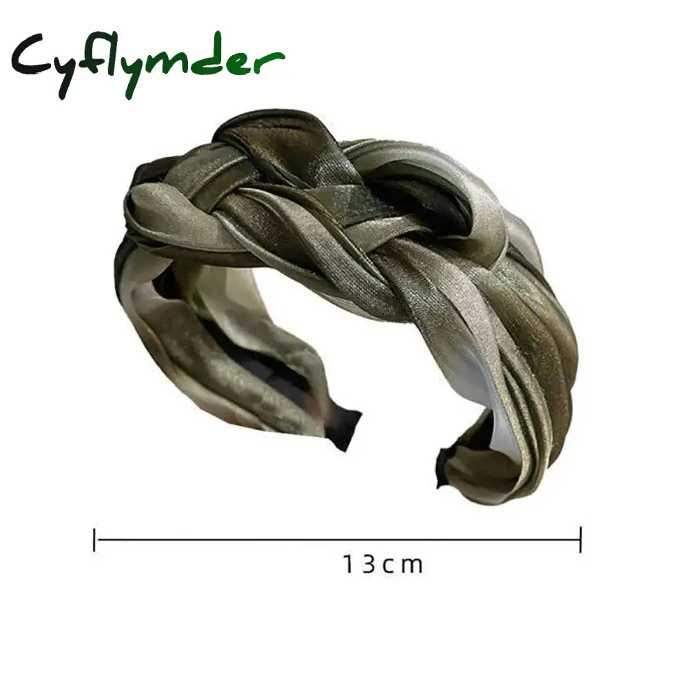 Cyflymder Fashion Shiny Twisted Braid Headband Women Girl Wide Side Hairband Simple Mesh Hair Hoop