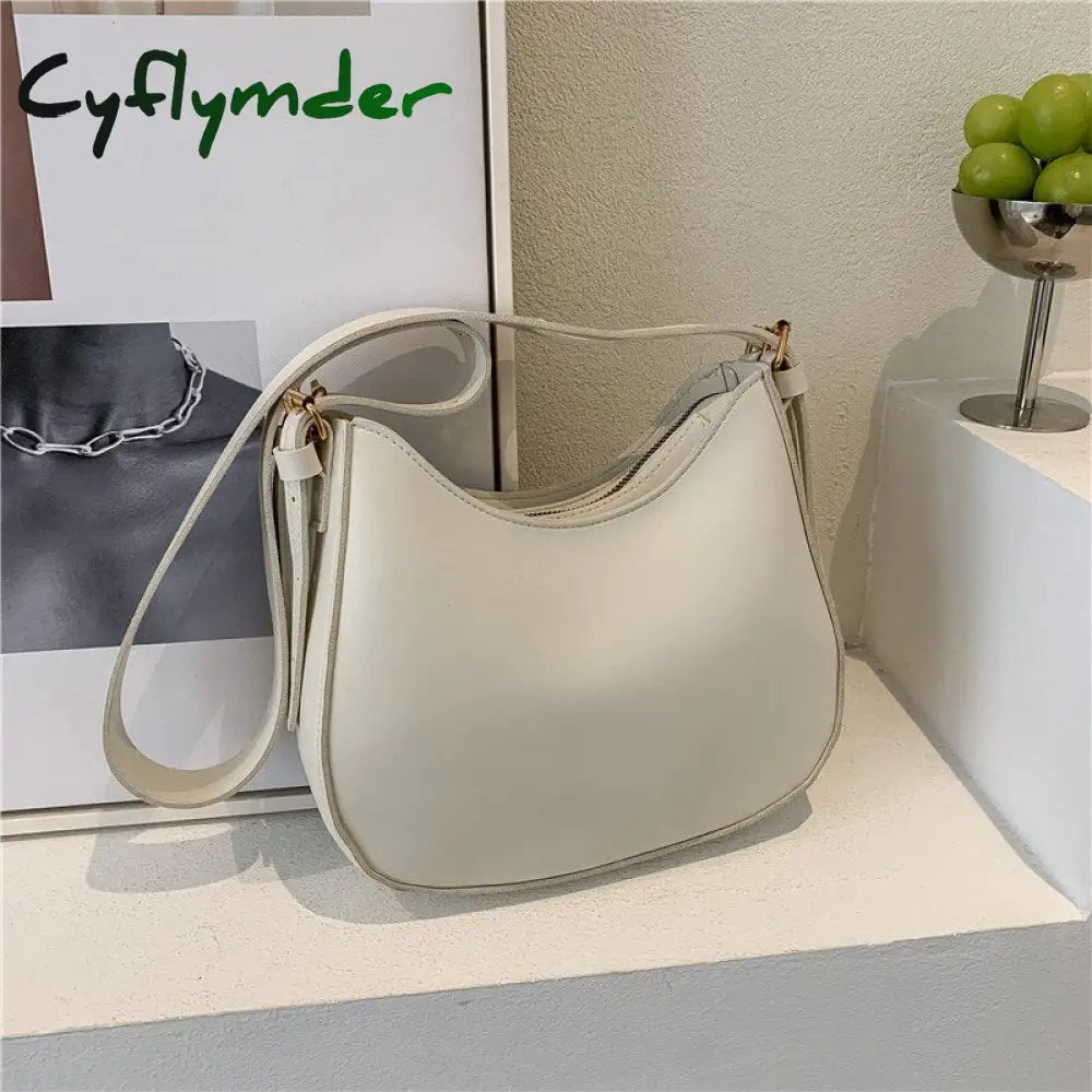 Cyflymder Fashion Shoulder Bags For Women Casual Crossbody Pu Leather Solid Color Simple Handbags