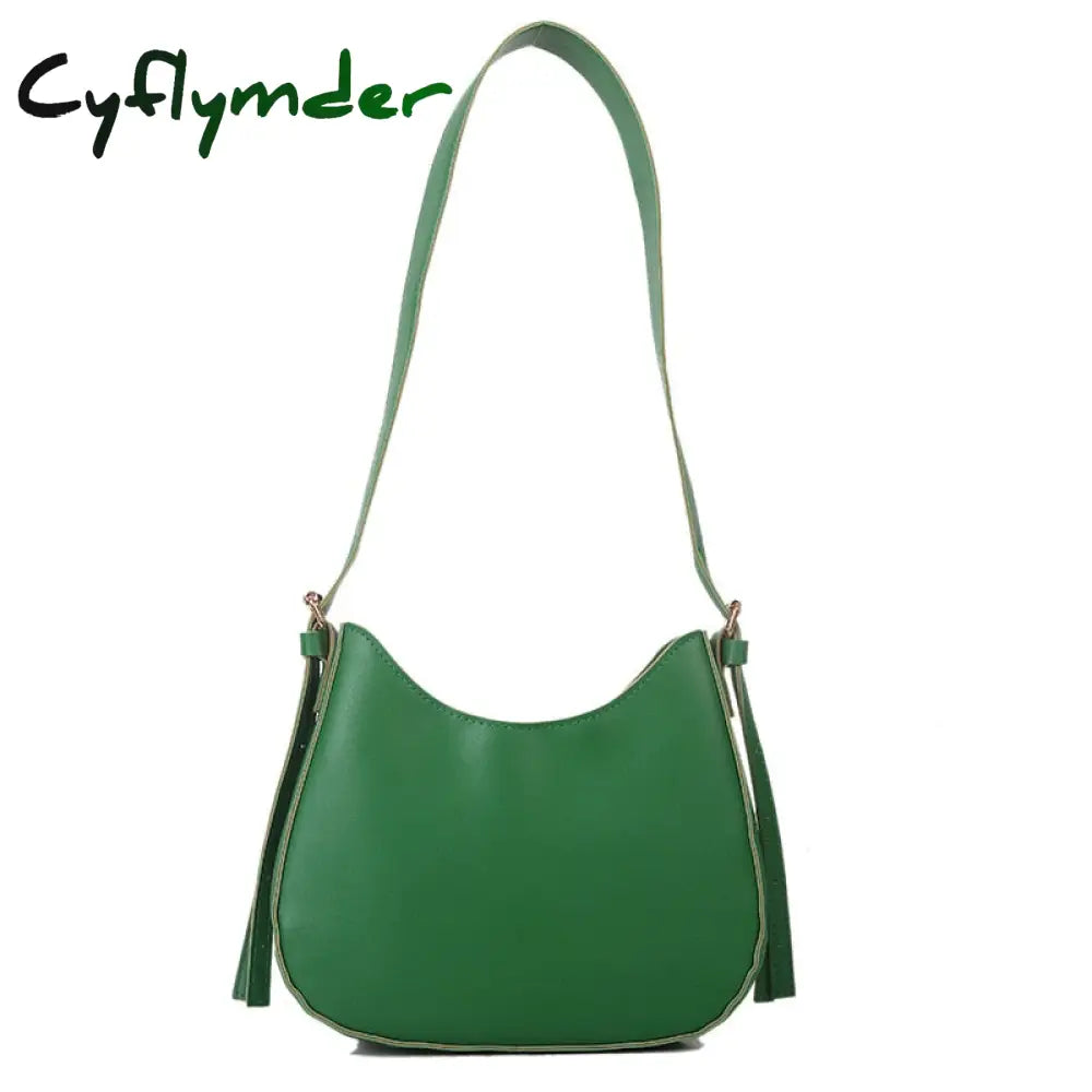 Cyflymder Fashion Shoulder Bags For Women Casual Crossbody Pu Leather Solid Color Simple Handbags