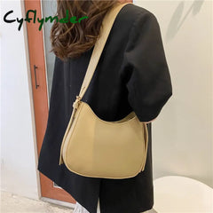 Cyflymder Fashion Shoulder Bags For Women Casual Crossbody Pu Leather Solid Color Simple Handbags