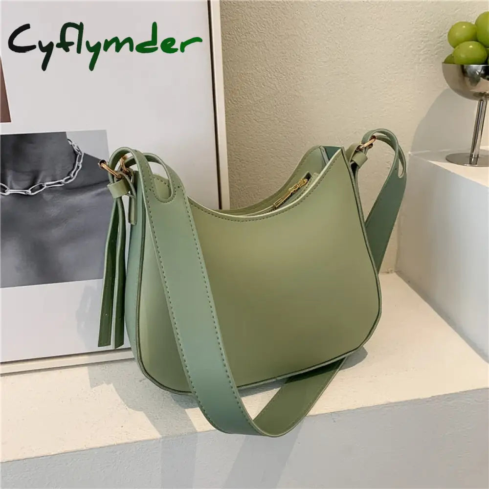 Cyflymder Fashion Shoulder Bags For Women Casual Crossbody Pu Leather Solid Color Simple Handbags