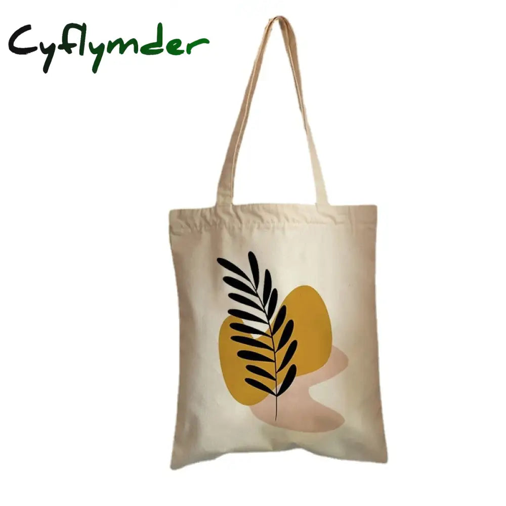 Cyflymder Fashion Shoulder Bags Large Capacity Student Book Bag Retro Boho Plants Aesthetic Canvas