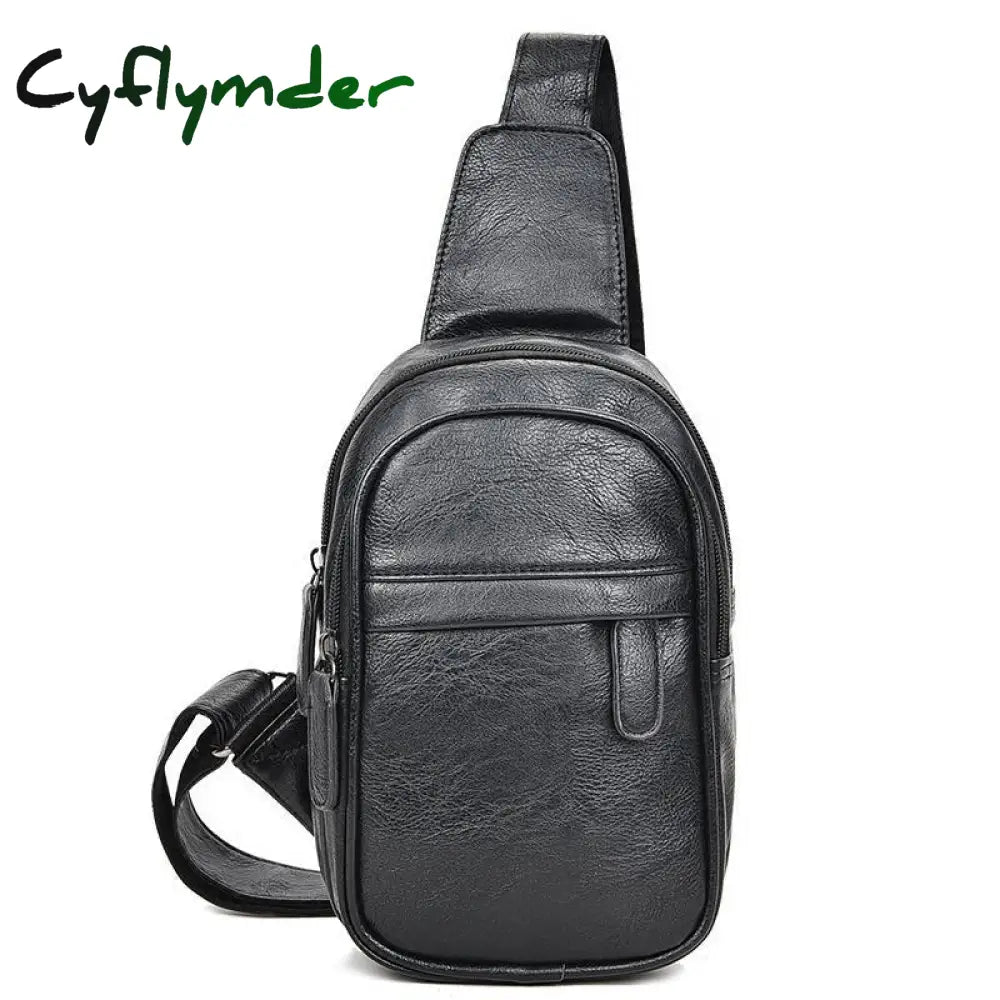 Cyflymder Fashion Simple Men’s Small Chest Bag Messenger Korean Casual Soft Leather Shoulder