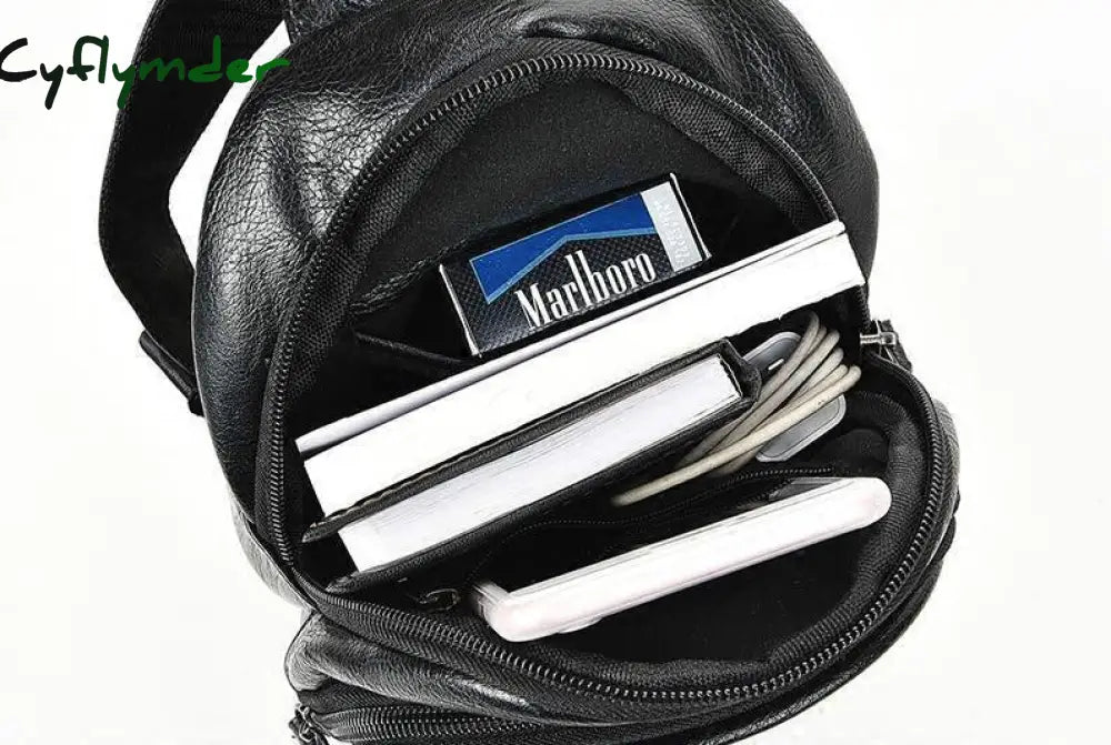 Cyflymder Fashion Simple Men’s Small Chest Bag Messenger Korean Casual Soft Leather Shoulder