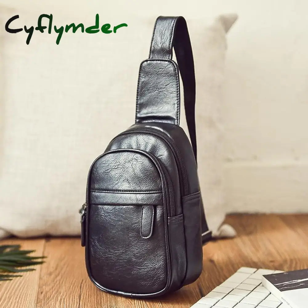 Cyflymder Fashion Simple Men’s Small Chest Bag Messenger Korean Casual Soft Leather Shoulder