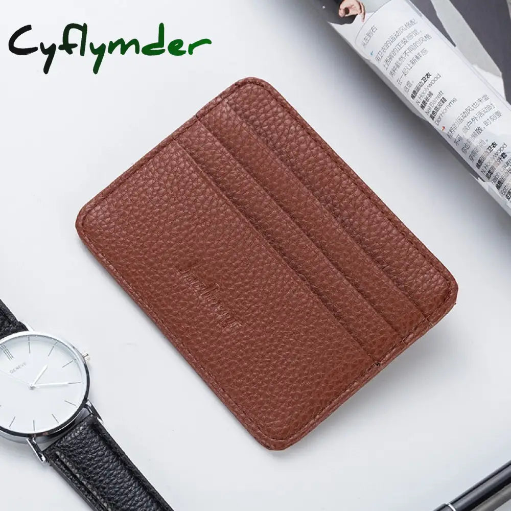 Cyflymder Fashion Slim Minimalist Wallet Pu Leather Credit Card Holder Short Purse Id Candy Color