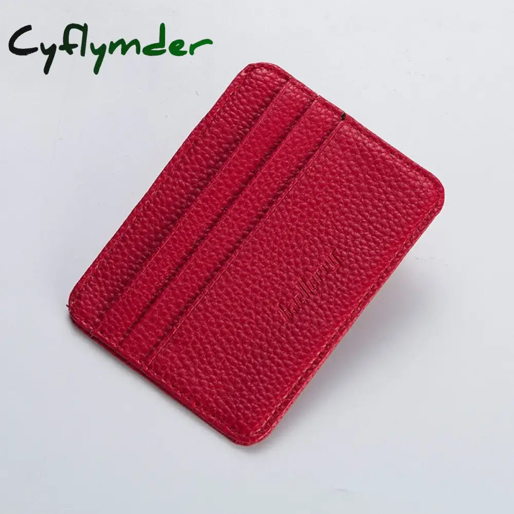 Cyflymder Fashion Slim Minimalist Wallet Pu Leather Credit Card Holder Short Purse Id Candy Color