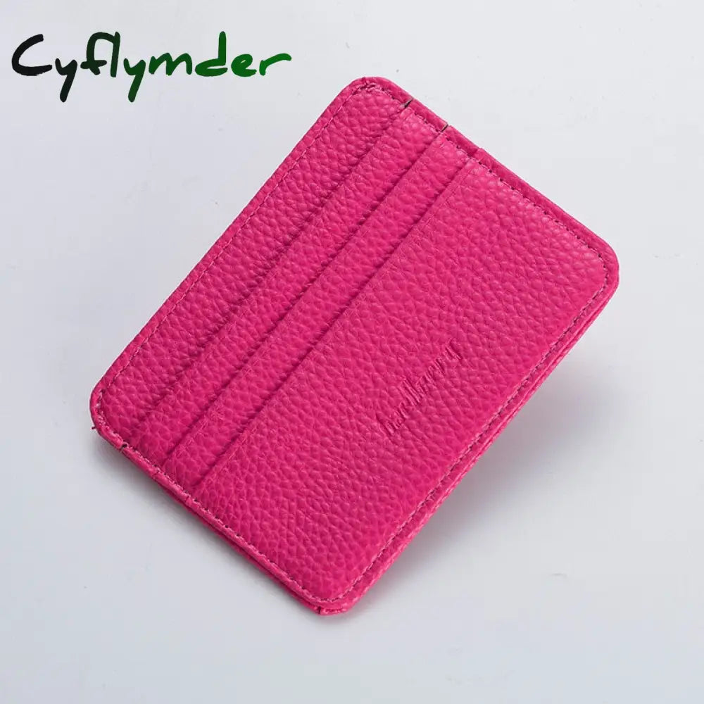 Cyflymder Fashion Slim Minimalist Wallet Pu Leather Credit Card Holder Short Purse Id Candy Color