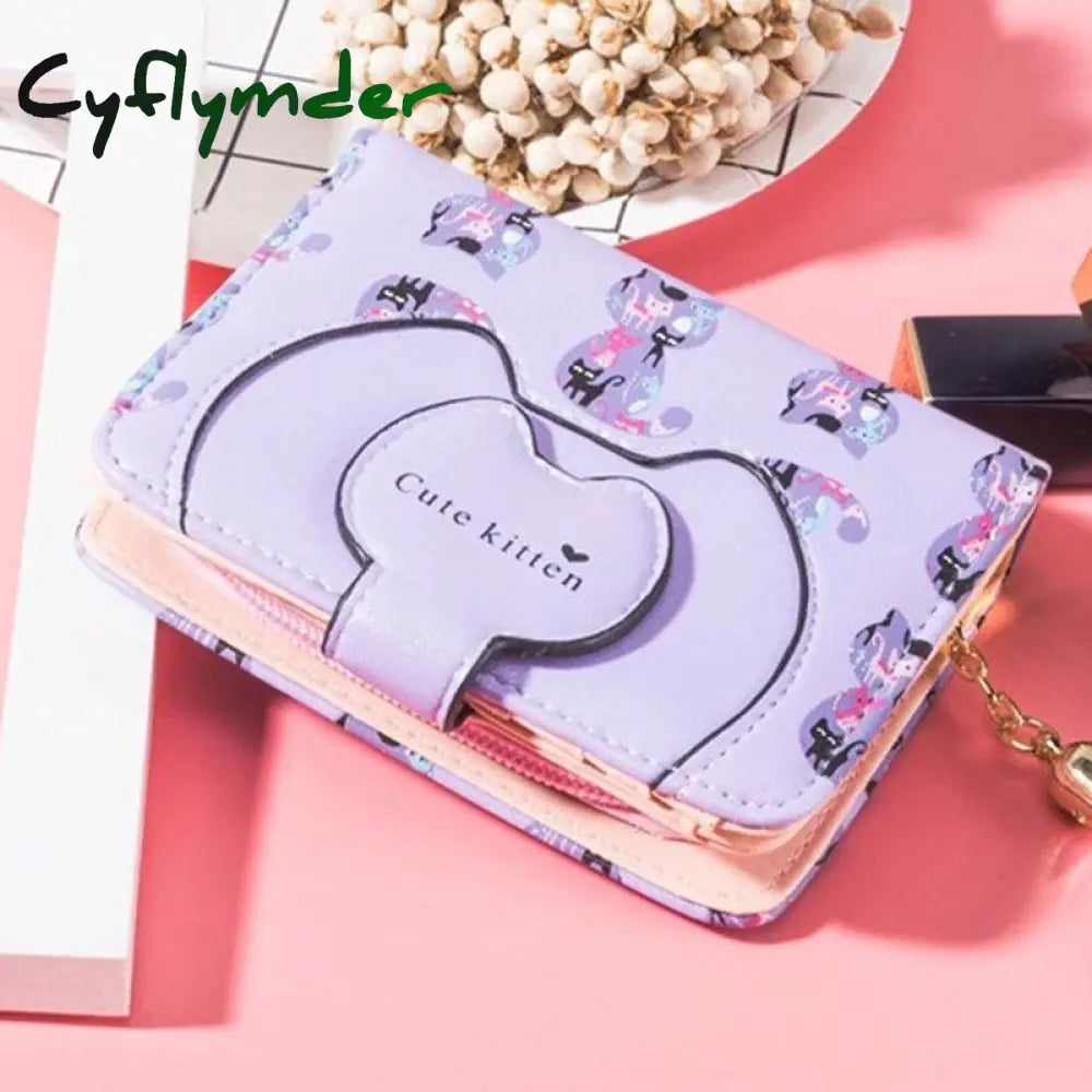 Cyflymder Fashion Small Female Purse Short Purse Lady Letter Snap Fastener Zipper Short Clutch