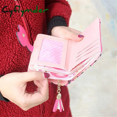 Cyflymder Fashion Small Female Purse Short Purse Lady Letter Snap Fastener Zipper Short Clutch