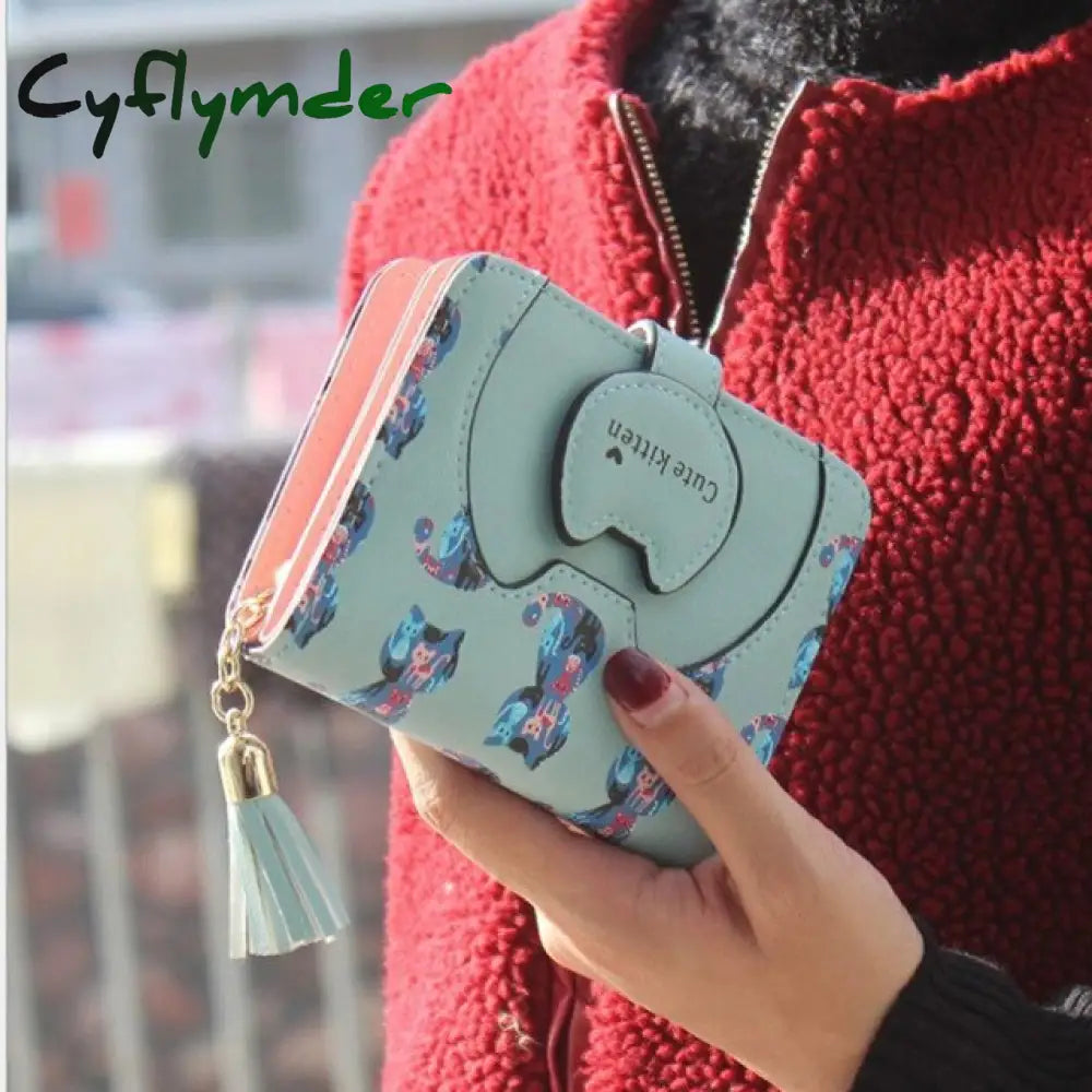 Cyflymder Fashion Small Female Purse Short Purse Lady Letter Snap Fastener Zipper Short Clutch