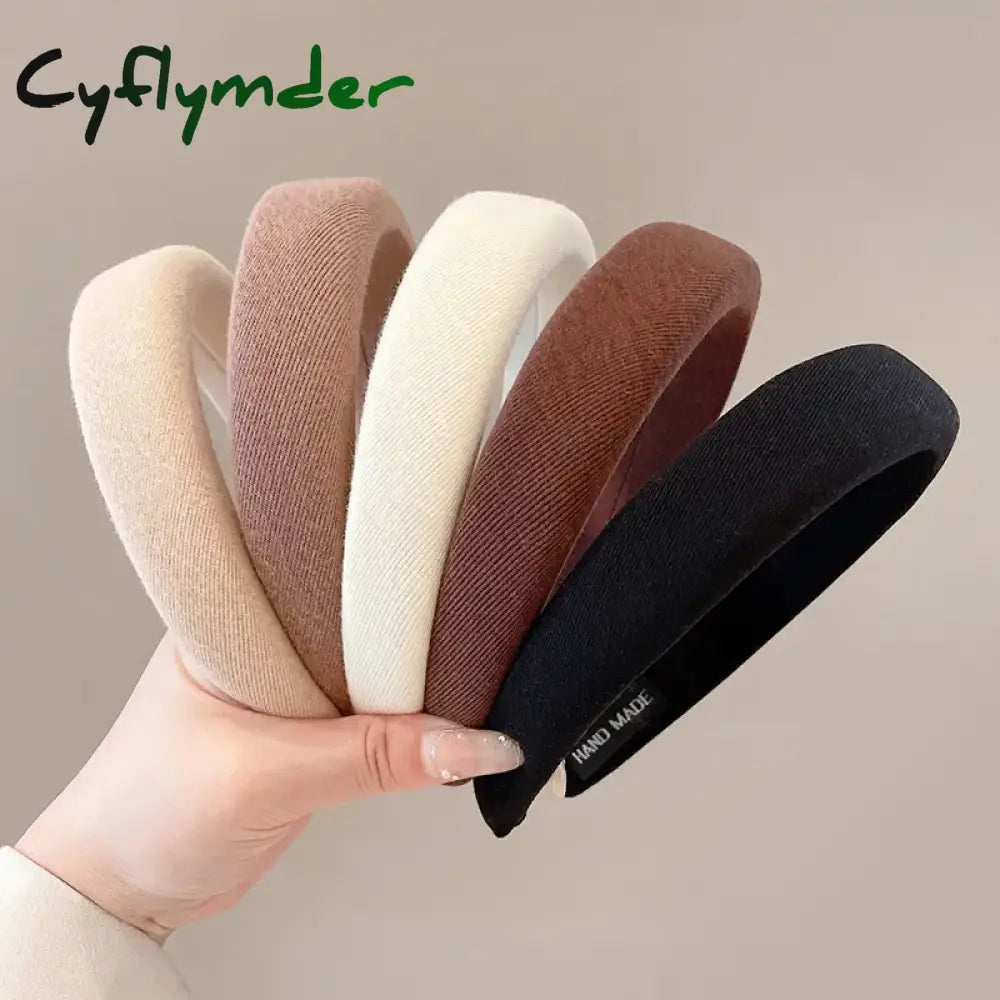 Cyflymder Fashion Solid Color Hair Bands Girls Vintage Elastic Headbands Sponge Hairbands Hoop