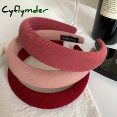 Cyflymder Fashion Solid Color Hair Bands Girls Vintage Elastic Headbands Sponge Hairbands Hoop