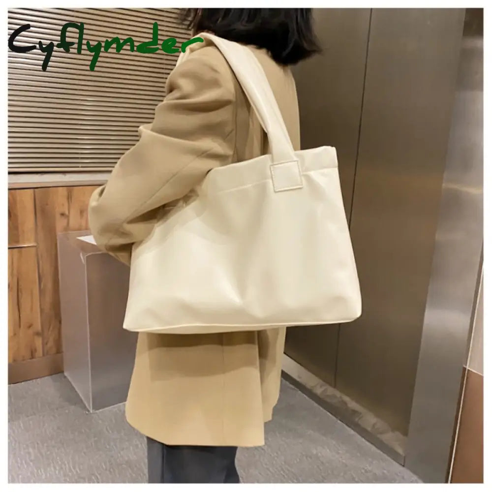 Cyflymder Fashion Solid Color Women Large Capacity Underarm Shoulder Handbags Totes Simple Casual