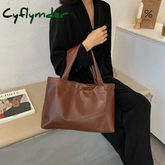 Cyflymder Fashion Solid Color Women Large Capacity Underarm Shoulder Handbags Totes Simple Casual