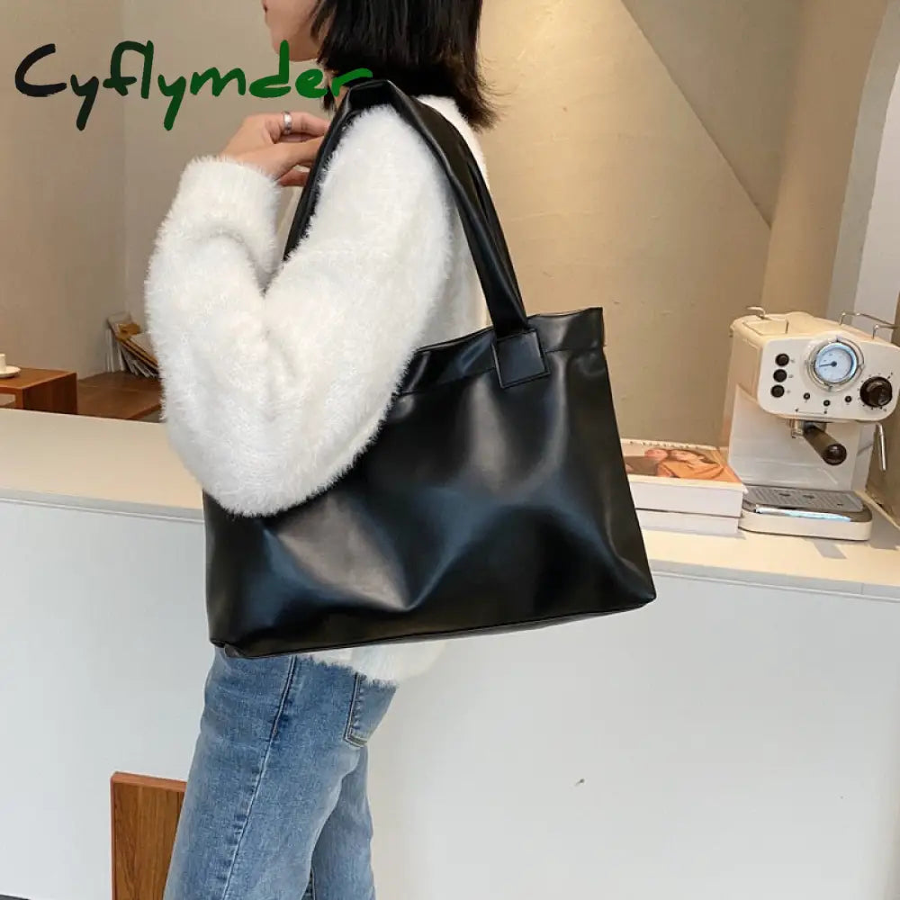 Cyflymder Fashion Solid Color Women Large Capacity Underarm Shoulder Handbags Totes Simple Casual