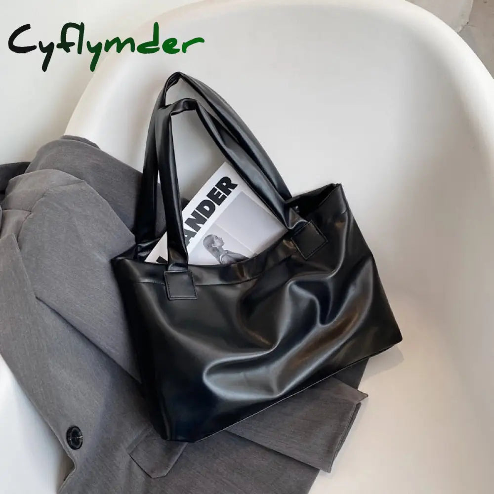 Cyflymder Fashion Solid Color Women Large Capacity Underarm Shoulder Handbags Totes Simple Casual