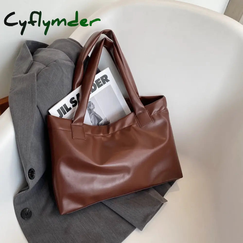 Cyflymder Fashion Solid Color Women Large Capacity Underarm Shoulder Handbags Totes Simple Casual