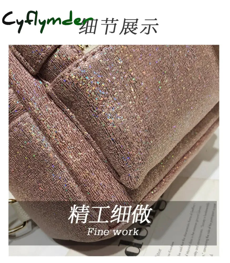 Cyflymder Fashion Sparkles Women Backpack Small Pu Leather Lady Shoulder Crossbody Bags Girl