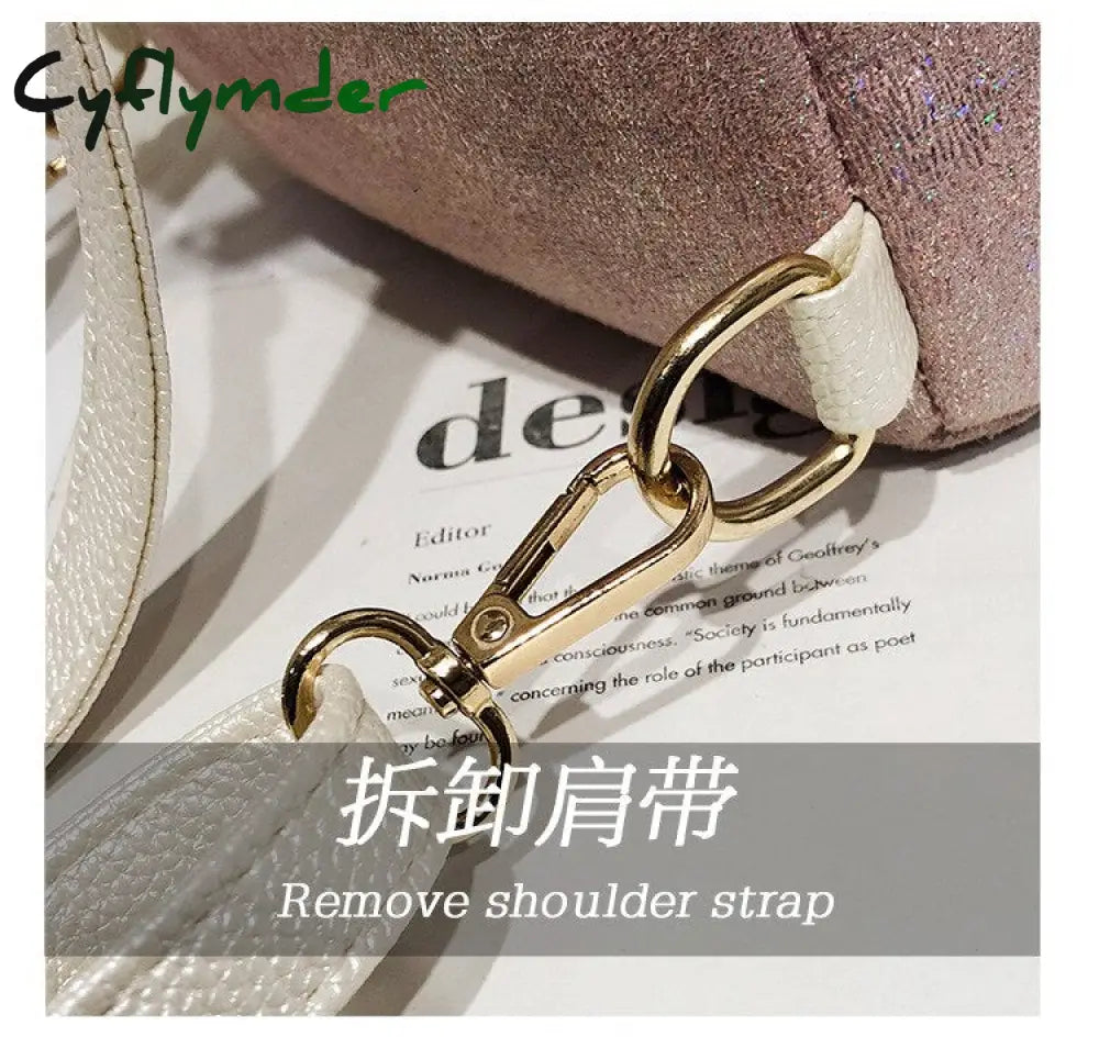 Cyflymder Fashion Sparkles Women Backpack Small Pu Leather Lady Shoulder Crossbody Bags Girl