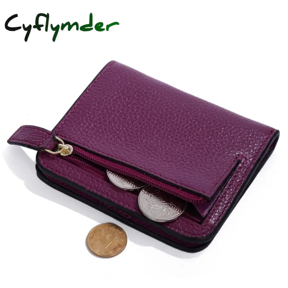 Cyflymder Fashion Split Leather Women Wallets Mini Purse Lady Small Wallet With Coin Pocket