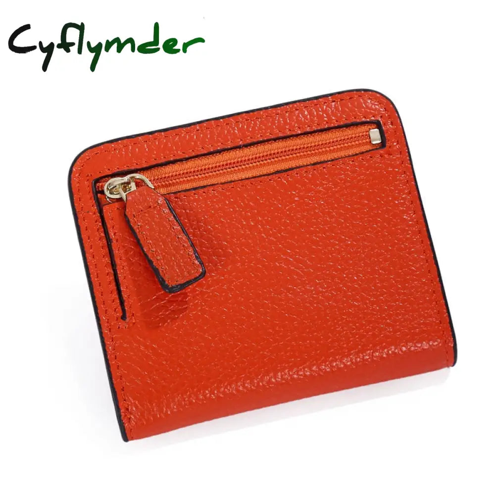 Cyflymder Fashion Split Leather Women Wallets Mini Purse Lady Small Wallet With Coin Pocket Orange