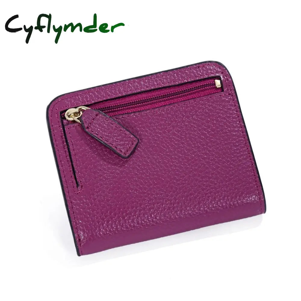 Cyflymder Fashion Split Leather Women Wallets Mini Purse Lady Small Wallet With Coin Pocket Purple