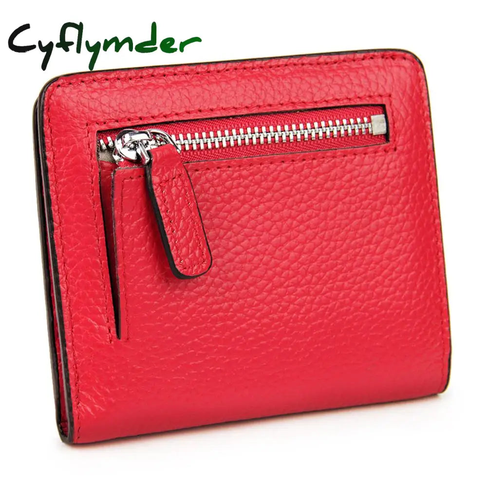 Cyflymder Fashion Split Leather Women Wallets Mini Purse Lady Small Wallet With Coin Pocket Red